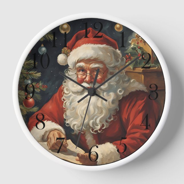 Personalised Vintage Christmas Wall Clock (Front)