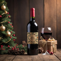 Personalised Vintage Christmas Wine Label