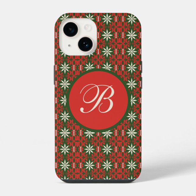 Personalised Vintage Christmas/winter patterned    iPhone Case (Back)
