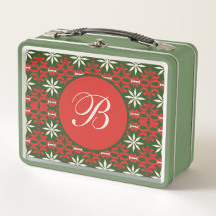 Personalised Vintage Christmas/winter patterned  M Metal Lunch Box