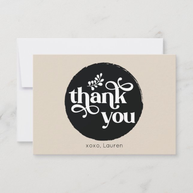 Personalised Vintage Circle Flat Thank You Card (Front)