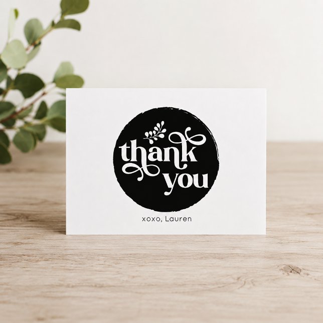 Personalised Vintage Circle Flat Thank You Card (Personalized Thank You Card)