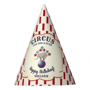 Personalised Vintage Circus Elephant Birthday Party Hat