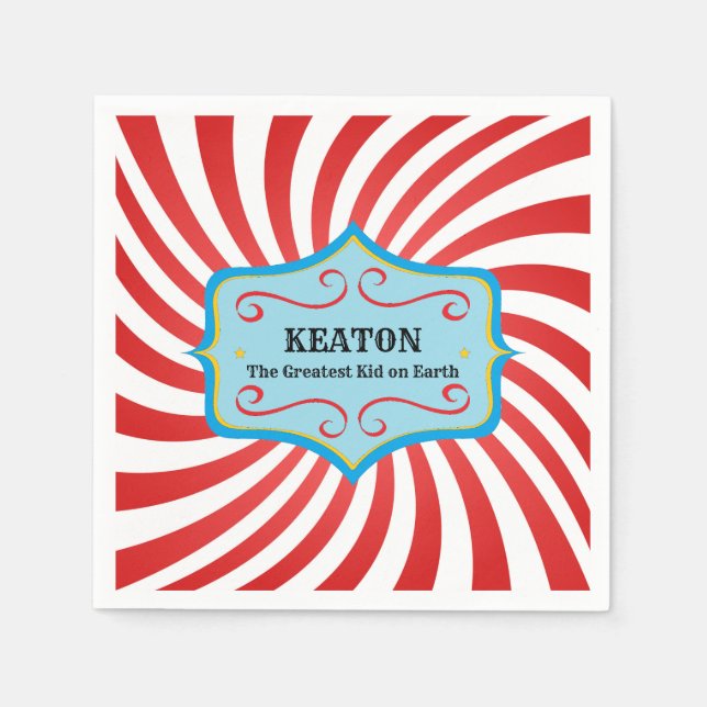 Personalised Vintage Circus Paper Napkins (Front)