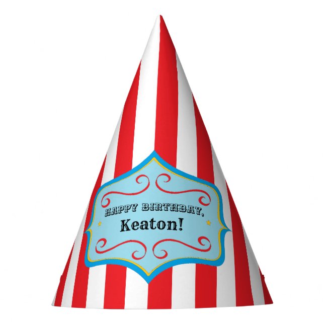 Personalised Vintage Circus Party Hat (Front)