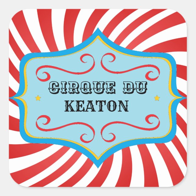 Personalised Vintage Circus Party Stickers (Front)