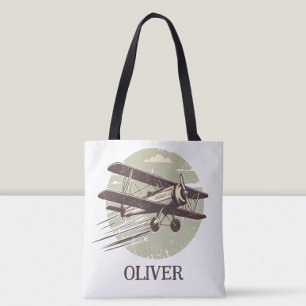 Personalised Vintage Classic Biplane Tote Bag