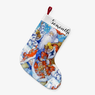 Personalised vintage classic Santa clause Small Christmas Stocking