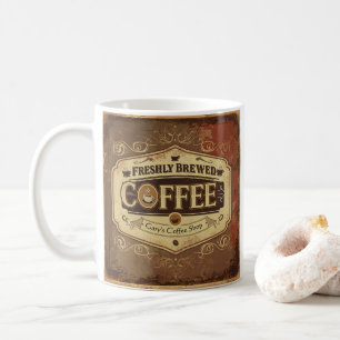 Personalised Vintage Coffee Mug – Freshly Brewed w