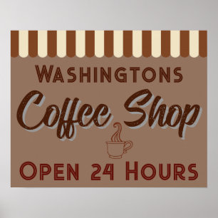 Personalised Vintage Coffee Shop Sign Art