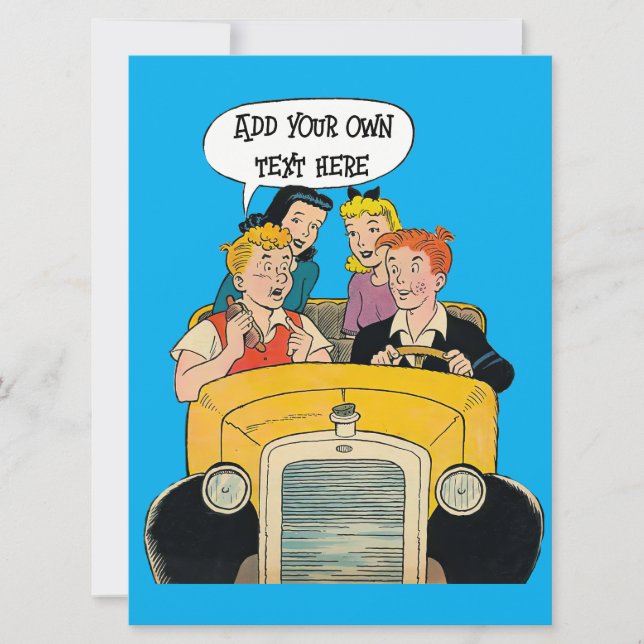 Personalised Vintage Comic Style Holiday Card (Front)