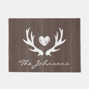 Personalised vintage country deer antlers doormat