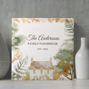 Personalised Vintage Country House Family Name Tile