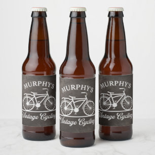 Personalised Vintage Cycling Retro Bicycle Beer Bottle Label