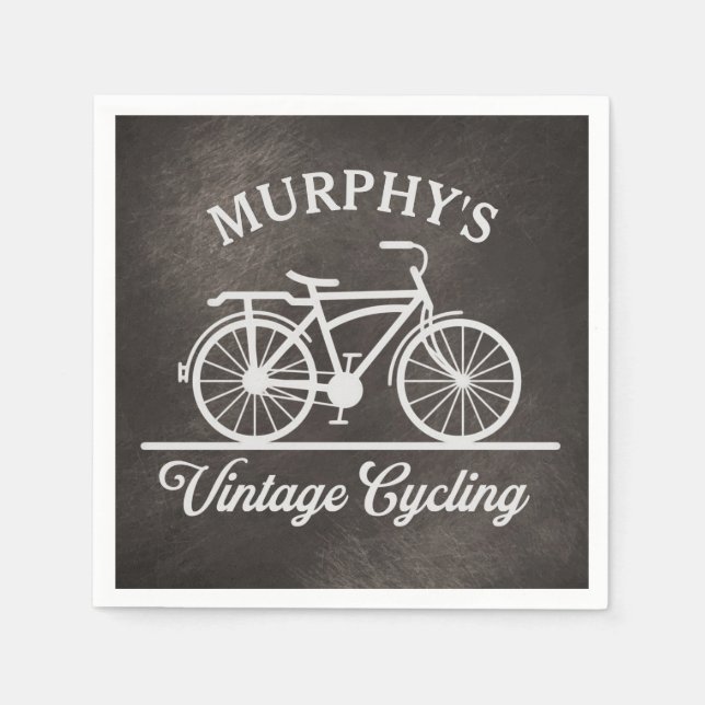 Personalised Vintage Cycling Retro Bicycle Napkin (Front)