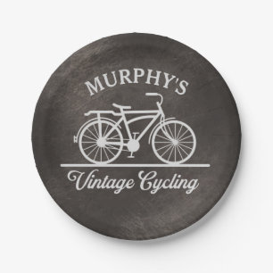 Personalised Vintage Cycling Retro Bicycle Paper Plate