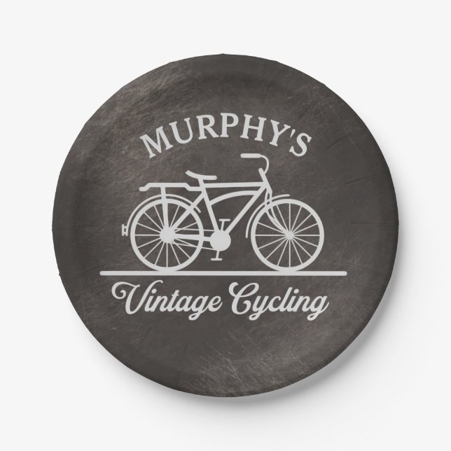 Personalised Vintage Cycling Retro Bicycle Paper Plate (Front)