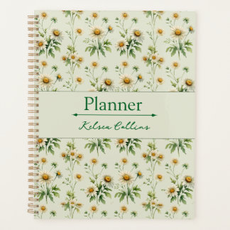 Personalised Vintage Daisy Sage Green Planner