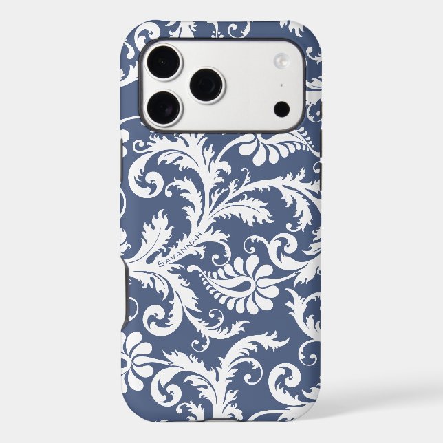 Personalised Vintage Damask change blue any colour (Back)