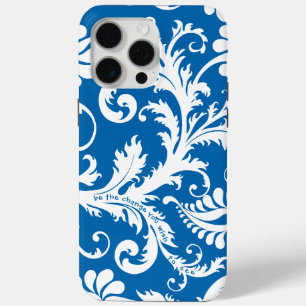 Personalised Vintage Damask change blue any colour iPhone 15 Pro Max Case