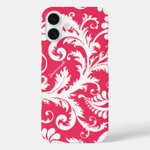 Personalised Vintage Damask change pink iPhone 16 Plus Case