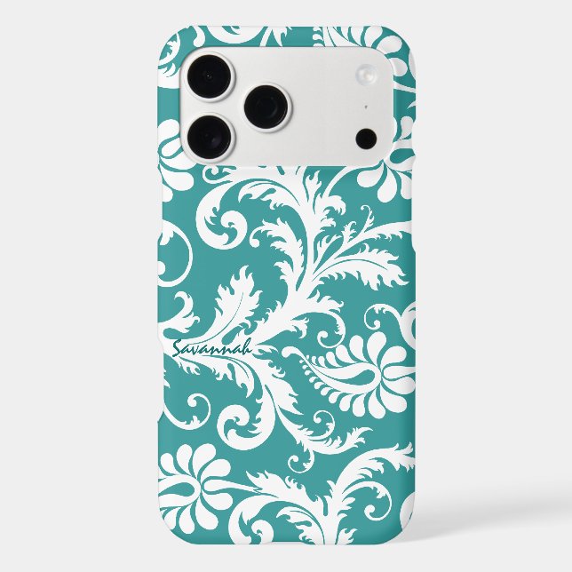 Personalised Vintage Damask change teal any colour (Back)