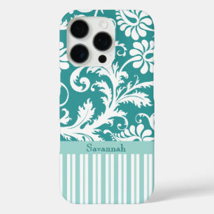 Personalised Vintage Damask change teal any colour iPhone 16 Pro Case
