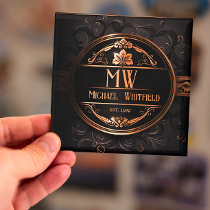 Personalised Vintage Demask Monogram Magnet