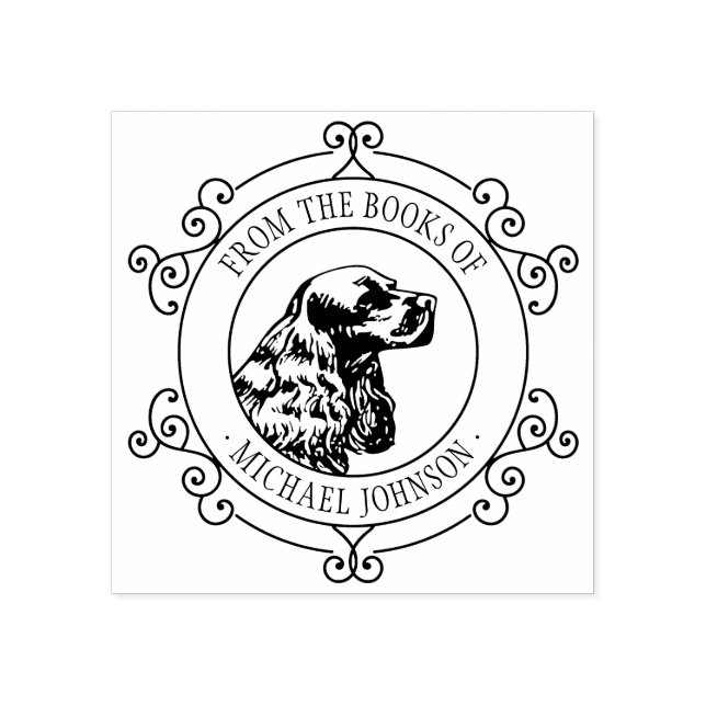 Personalised Vintage Dog Ex Libris Rubber Stamp (Imprint)