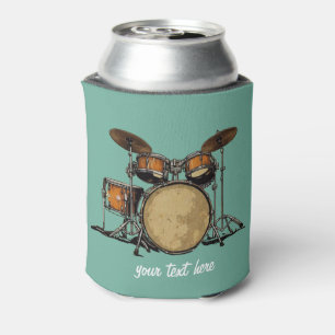 Personalised Vintage Drum Set Music Drummer Can Cooler