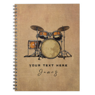 Personalised Vintage Drum Set Music Drummer    Not Notebook