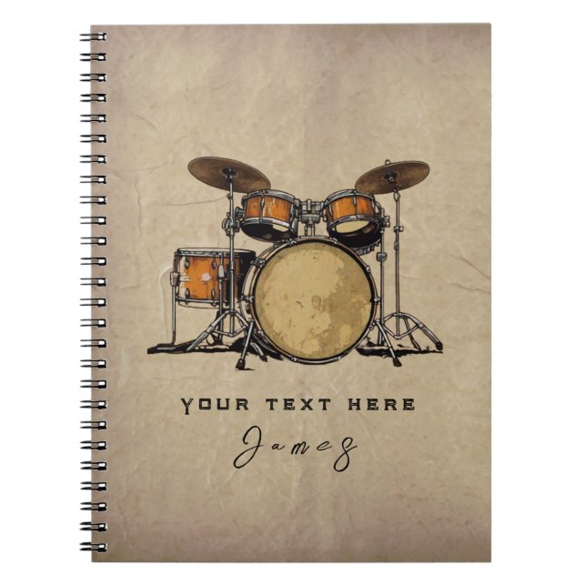 Personalised Vintage Drum Set Music Drummer    Not Notebook (Front)