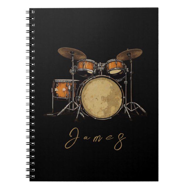 Personalised Vintage Drum Set Music Drummer    Notebook (Front)