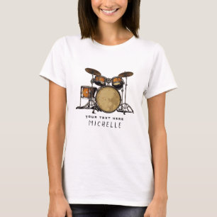 Personalised Vintage Drum Set Music Drummer T-Shir T-Shirt
