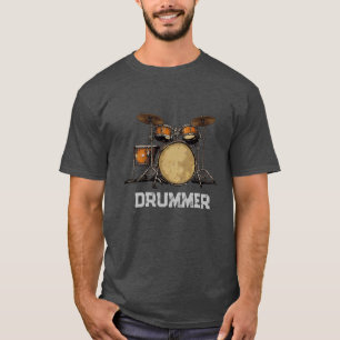 Personalised Vintage Drum Set Music Drummer T-Shir T-Shirt