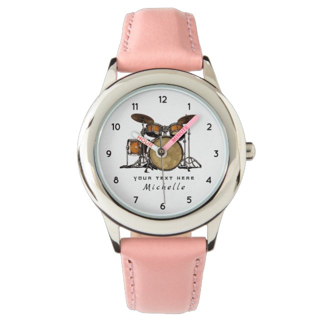 Personalised Vintage Drum Set Music Drummer  Watch (Front)