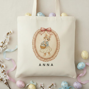 Personalised Vintage Easter Bunny Pastel Rabbit Tote Bag