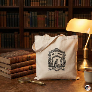 Personalised Vintage Ex Libris Owl Dark Academia C Tote Bag