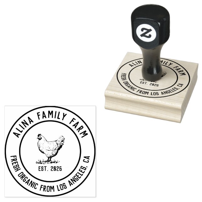 Personalised Vintage Family Business Farm Egg  Rubber Stamp (Stamped)