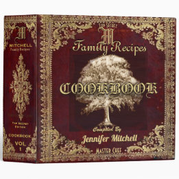 Personalised Vintage Family Recipe Cookbook 3 Ring Binder