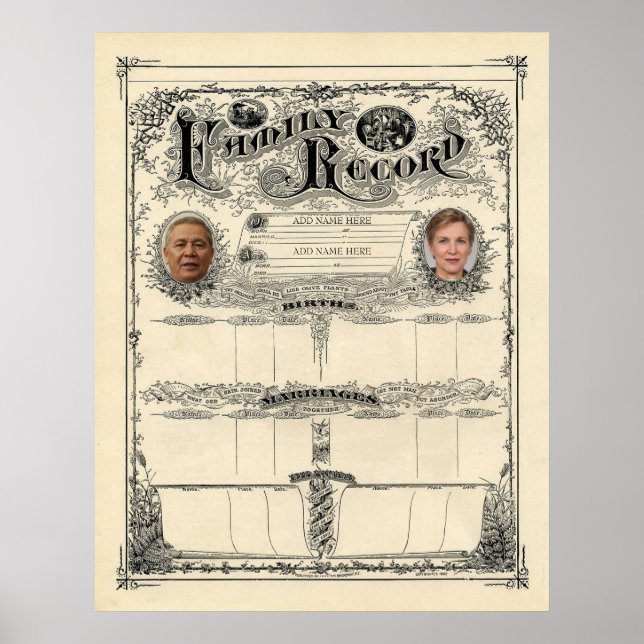 Personalised Vintage Family Record Print (Front)