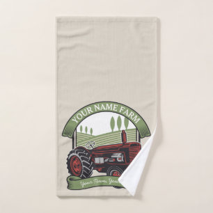 Personalised Vintage Farm Tractor Country Farmer  Bath Towel Set