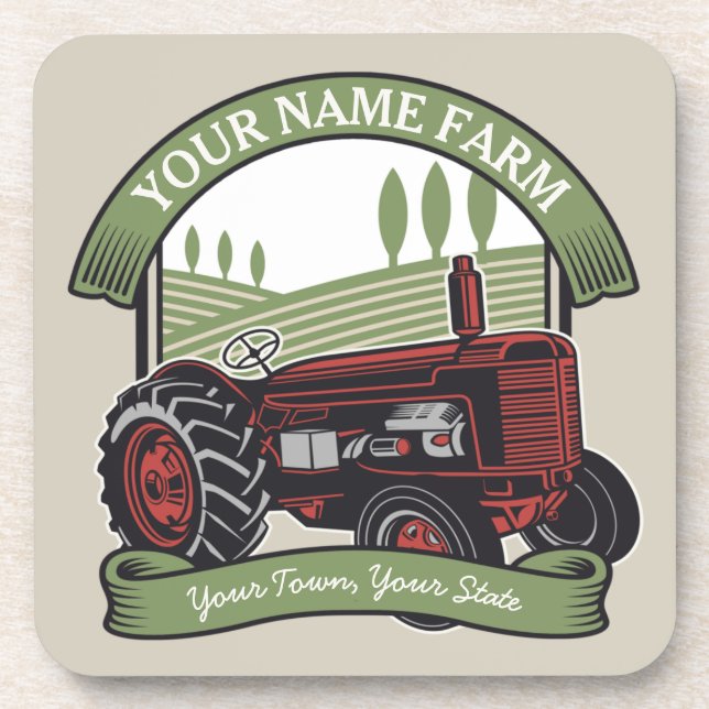 Personalised Vintage Farm Tractor Country Farmer  Coaster (Front)