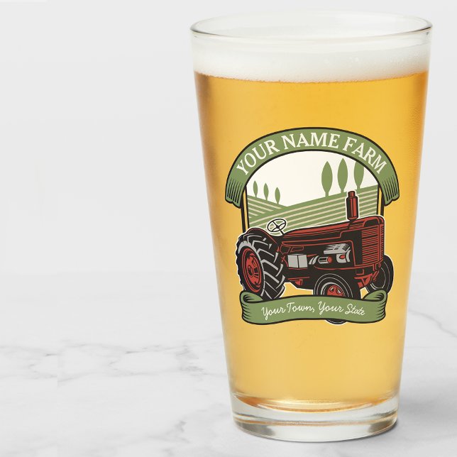 Personalised Vintage Farm Tractor Country Farmer  Glass (Creator Uploaded)
