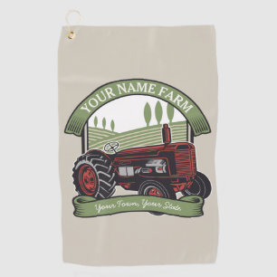Personalised Vintage Farm Tractor Country Farmer  Golf Towel