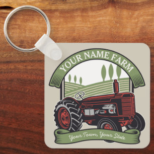 Personalised Vintage Farm Tractor Country Farmer  Key Ring