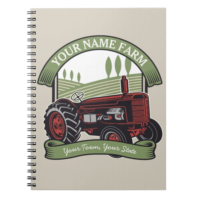 Personalised Vintage Farm Tractor Country Farmer  Notebook (Front)