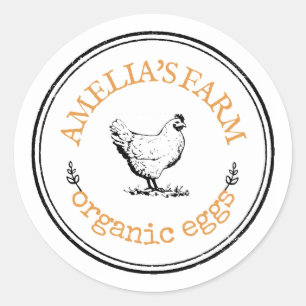 Personalised Vintage Farmhouse Chicken Egg Classic Round Sticker