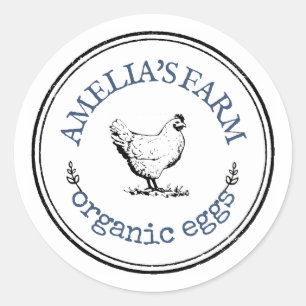 Personalised Vintage Farmhouse Chicken Egg Classic Round Sticker