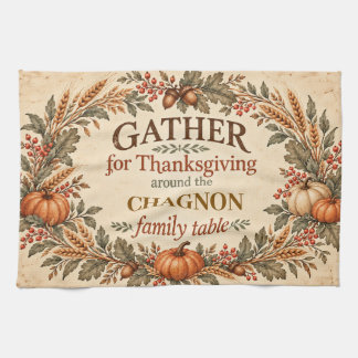 Personalised Vintage Farmhouse Thanksgiving Dish T Tea Towel